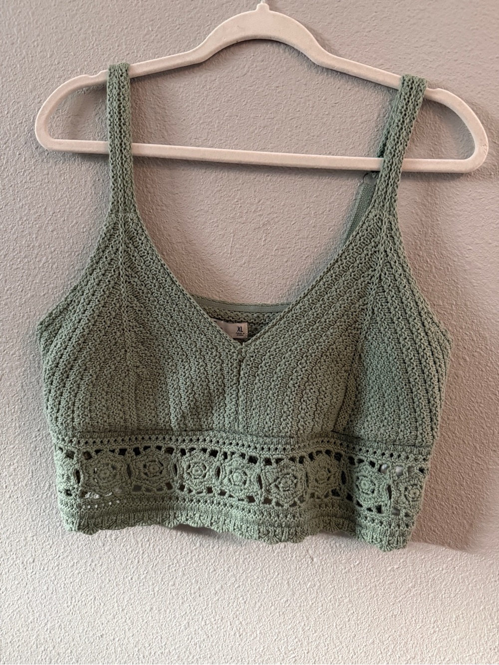 Hollister Crochet Knit Bralette Tank - Sage Green
